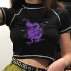 Футболка женская хлопковая в готическом стиле, винтажный уличный топ с драконом y2k, ulzzang, в стиле Харадзюку