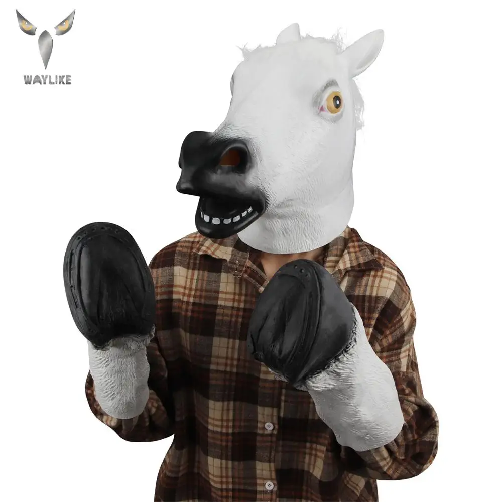 

WAYLIKE маска на голову лошади, маска на Хэллоуин, костюм в форме подковы, женская маска, головной убор на все лицо лошади, товары для вечерние, р...