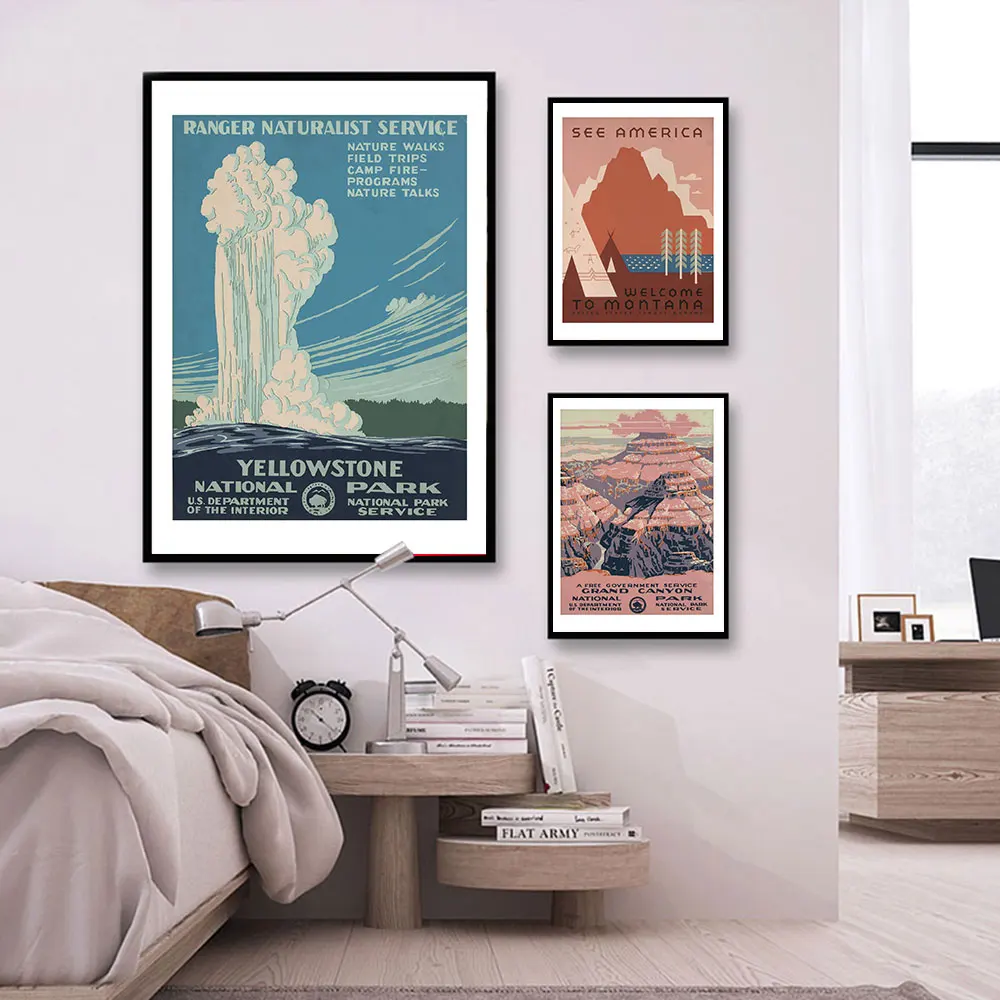 Винтажный постер для путешествий Yellowstone Большой Каньон художественные принты