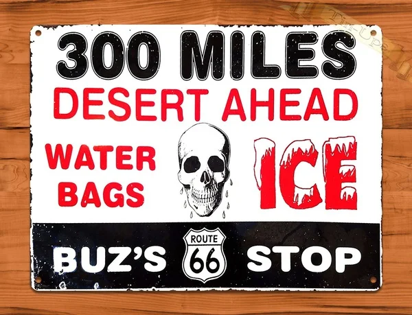 

Tin Sign 20X30 "desert Ahead Skull" Route 66 Gas Station Retro Art Wall Decor