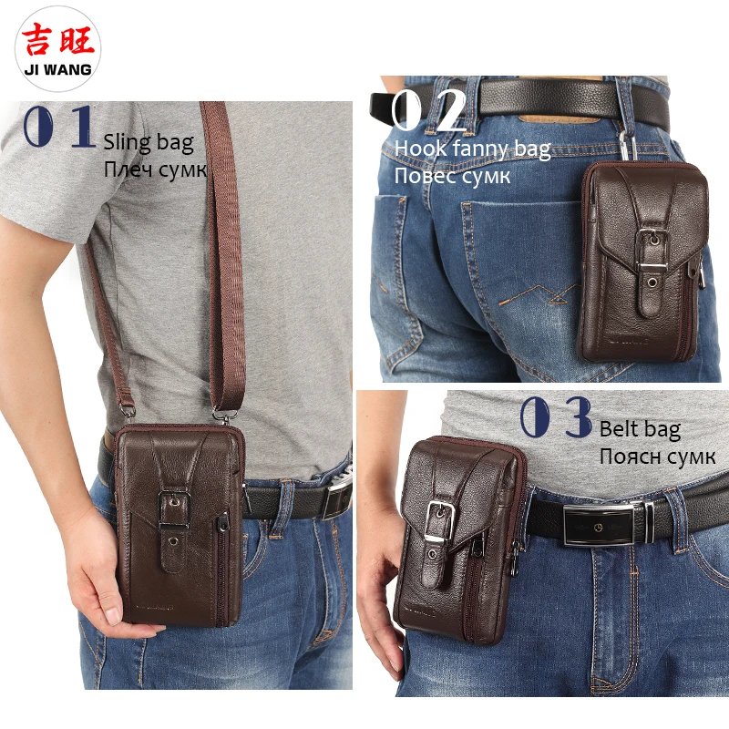Мужская кожаная сумка мессенджер черная винтажная Повседневная через плечо с