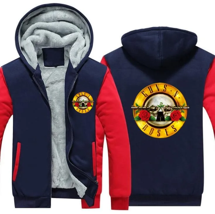 С капюшоном стеганая куртка свитшоты Guns N Roses N 'Roses и новые пять-Di мужской sial свитшот-худи, толстовки - Цвет: Красный