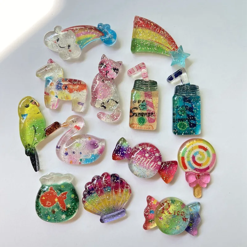 

20Pcs 3D Rainbow Cabochon Crystal Unicorn Candy Drink Figurine DIY Planar Jewelry Making Accessories Decor Home Craft Ornament