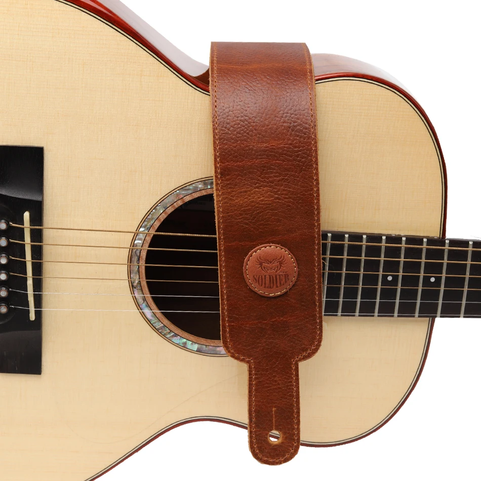 soldat erste schicht full grain kuh leder mann made gitarre strap für akustische gitarre elektrische gitarre bass free global shipping