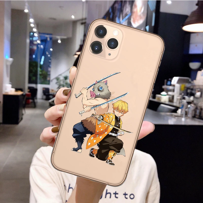 

Demon Slayer Soft Case for iphones 11 pro Max 12 mini 6 6s 7 8 plus X XR XS Max SE 2020 Japan Anime Kimetsu no Yaiba cover Coque