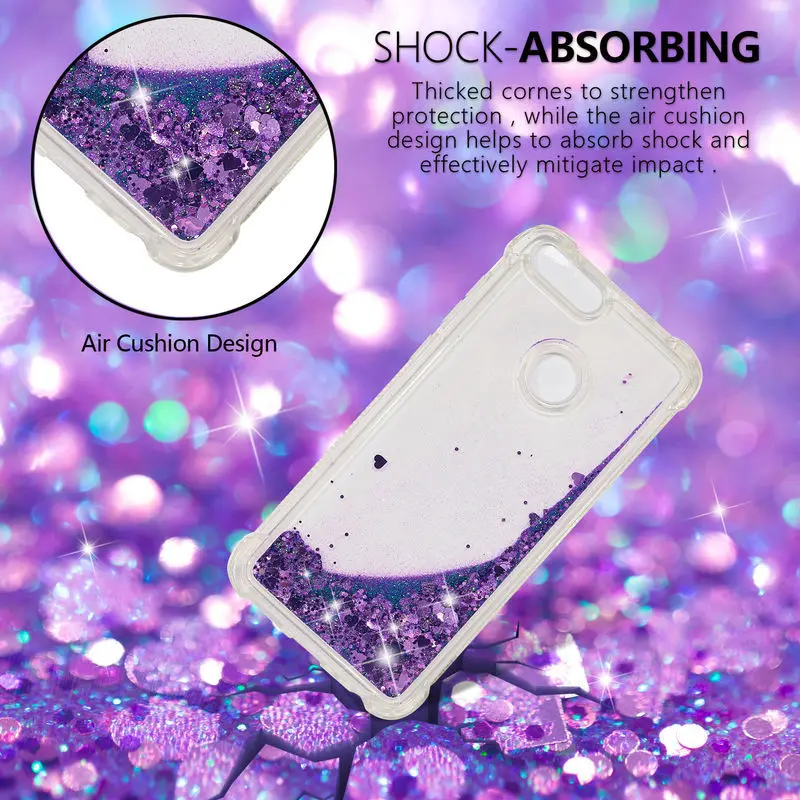 

Huawei P smart Case Glitter Liquid Quicksand Back Cover For Huawei Psmart Nova Lite 2 Enjoy 7S Soft Silicon Anti-Fall Phone Case