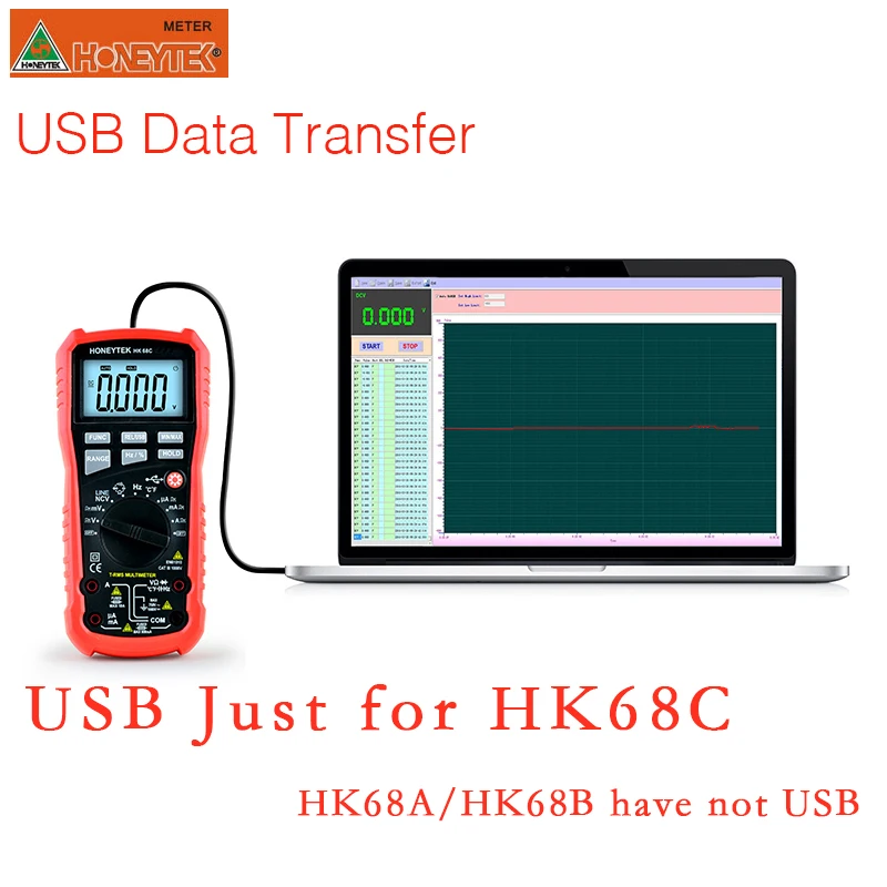 HK68C Usb мультиметр True RMS esr метр цифровой мультиметр тестер профессиональный измеритель емкости avometer проверка непрерывности