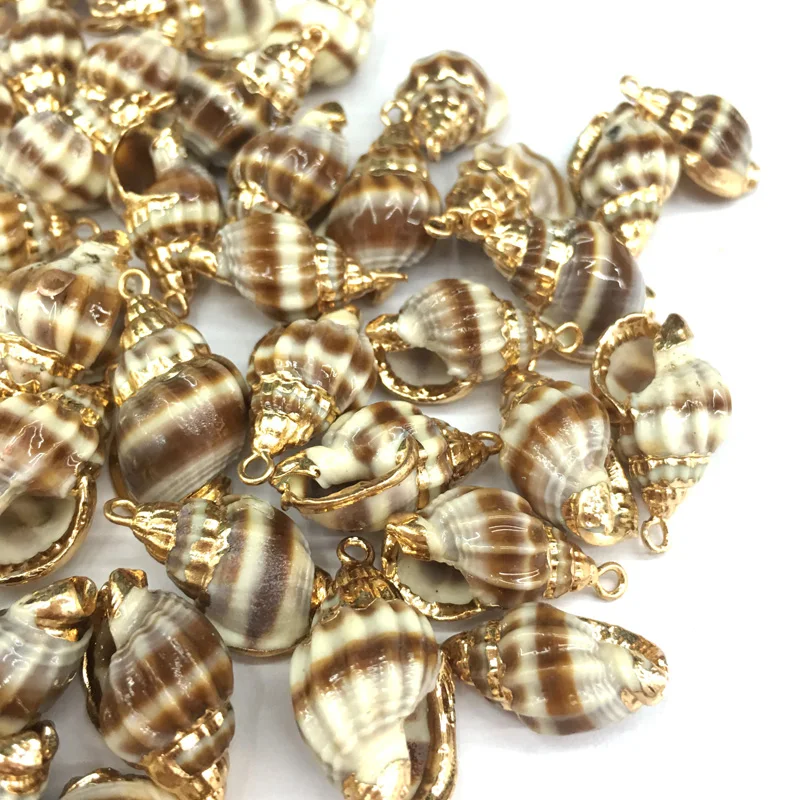 

2020 Natural Shell Pendants Conch Shape Pendant Golden Plated for Jewelry Making DIY Necklace Accessorie Size 10x25-12x28mm