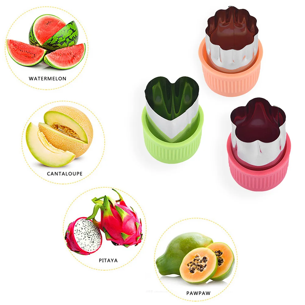 

Star Heart Shape Vegetables Cutter Plastic Handle 3PCS Portable Cook Tools Stainless Steel Fruit Cutting Die Kitchen Gadgets