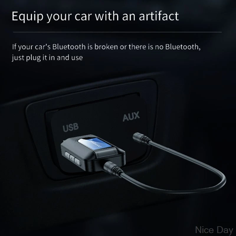 

5.0 Bluetooth Adapter Wireless LCD Display USB Bluetooth Receiver Music Audio Transmitter for PC TV Car 3.5mm AUX My13 20