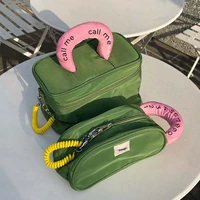 cute telephone design nylon cosmetic bags for women brands waterproof storage bag wash bag big lovely number handle handbag 2021