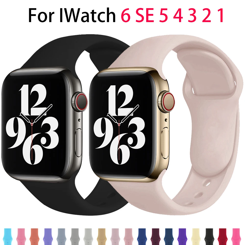 

Silicone Strap For Apple Watch band 40mm 44mm 38mm 42mm Rubber belt smartwatch wristband Sport bracelet iWatch series 3 se 4 5 6