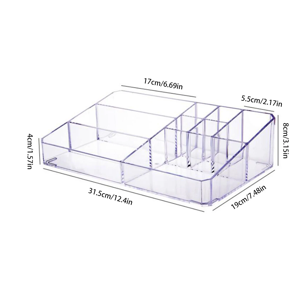 

Makeup Organizer Transparent Acrylic Cosmetic Storage Box Make Up Organizer For Cosmetics Brush Display Case with 9-Compartment