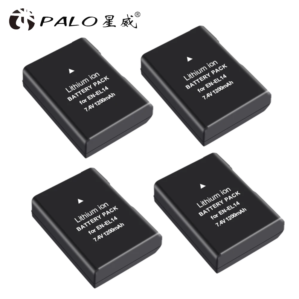 4 pcs battery PALO 2 шт. EN-EL14 EN-EL14a ENEL14 RU EL14 EL14a Батарея+ ЖК-дисплей USB Dual Зарядное устройство для Nikon D3100 D3200 D3300 D5100 D5200 D5300 P7000 - Цвет: 4 pcs battery