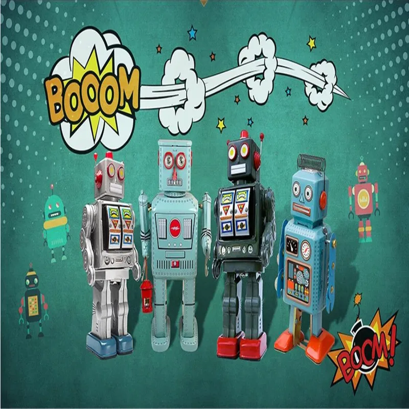 Ностальгический ретро робот кукла Настенные обои 3D детский сад детская игровая