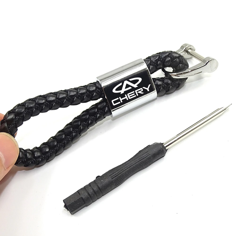 

Blue Red Black Car keychain metal leather car key chain For CHERY Jetour Tiggo Qoros keychain accessories