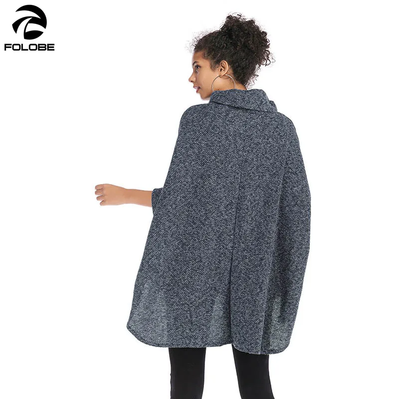 

Autumn Winter New Turtleneck Irregular Cloak Coat Pullovers Batwing Sleeve Casual Streetwear Long Knitted Sweater Women Outwear