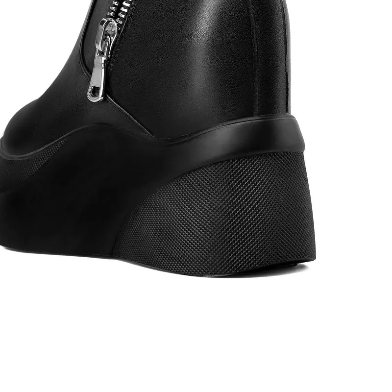 

2021 Women's Wedges Platform Ankle Boots Genuine Leather Women Martin Boots Shoes Woman Solid Chelsea Warm Boots