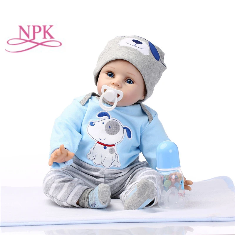 Кукла новорожденная NPK 22 дюйма 55 см силиконовая Реалистичная для мальчиков|reborn