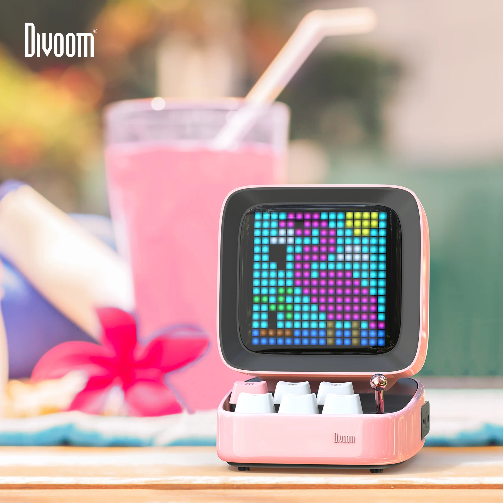 Divoom DITOO Pixel Bluetooth Wireless Speaker Cherry blossom Pink Mechanical retro mini computer model Smart alarm clock | Электроника