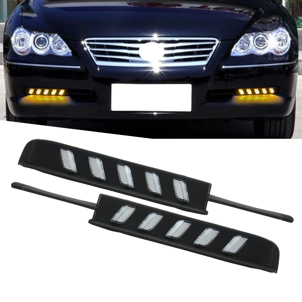 

Car Dynamic LED Daytime Running Lights DRL For Toyota REIZ Mark X 2005 2006 2007 2008 2009 2Pcs RH+LH Turn Signal Lamps