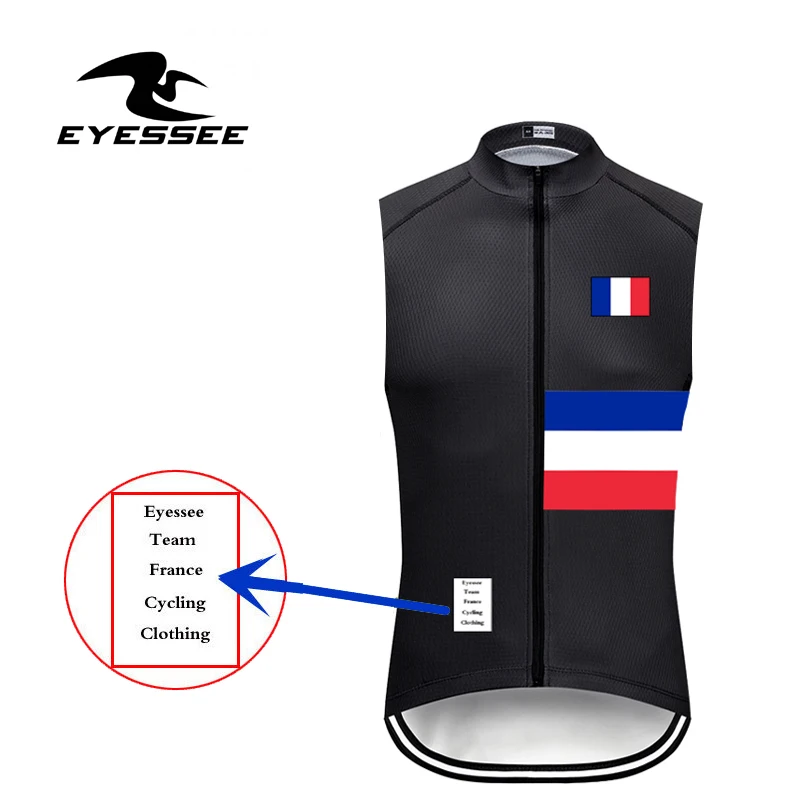 Eyessee теплый флисовый французский жилет для велоспорта Профессиональная мужская команда теплая одежда без рукавов Зимняя Теплая Флисовая одежда для велоспорта