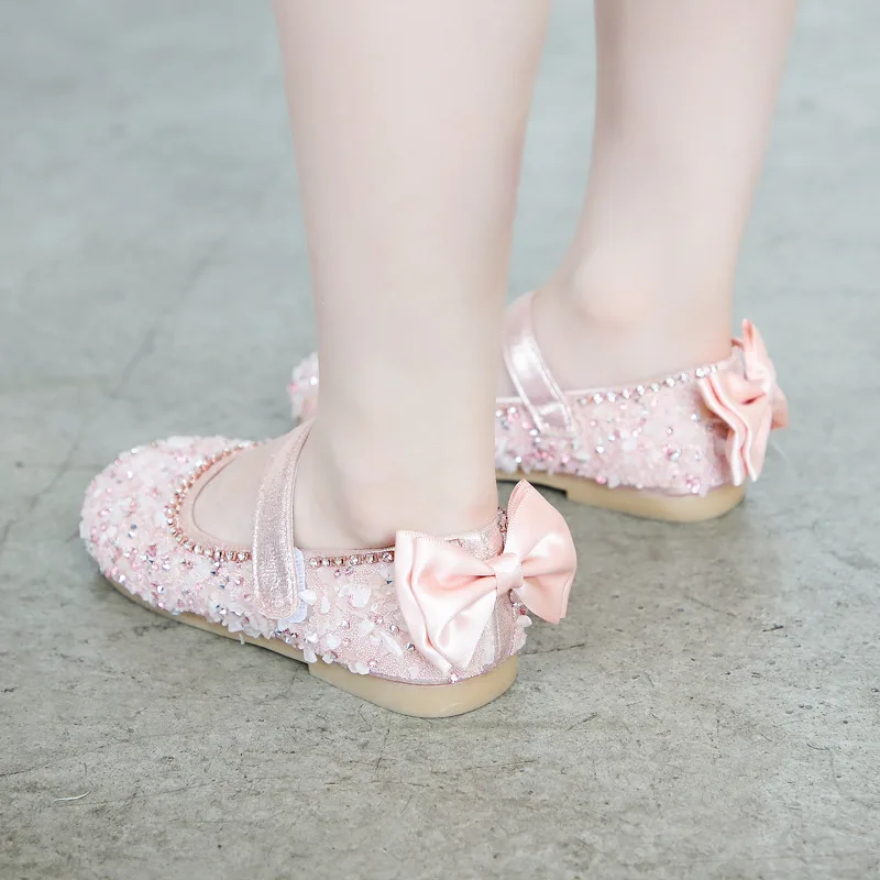 

Children's Shoes Autumn Girls Rhinestone Sequins Princess Shoes sweet Toddler Wild Single Shoes Kids Soft Bottom Peas Shoes