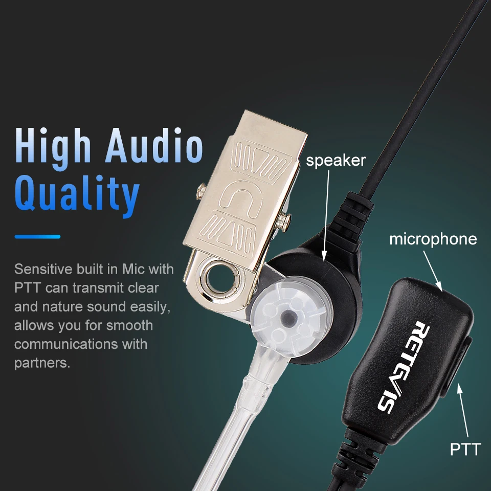 100 шт. Акустическая трубка PTT Mic 2Pin наушники Walkie Talkie гарнитура для Kenwood TYT Baofeng 888s UV-5R