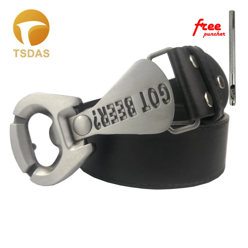 Посеребренная открывалка для бутылок с ремнем пива пряжка кожаным новогодних