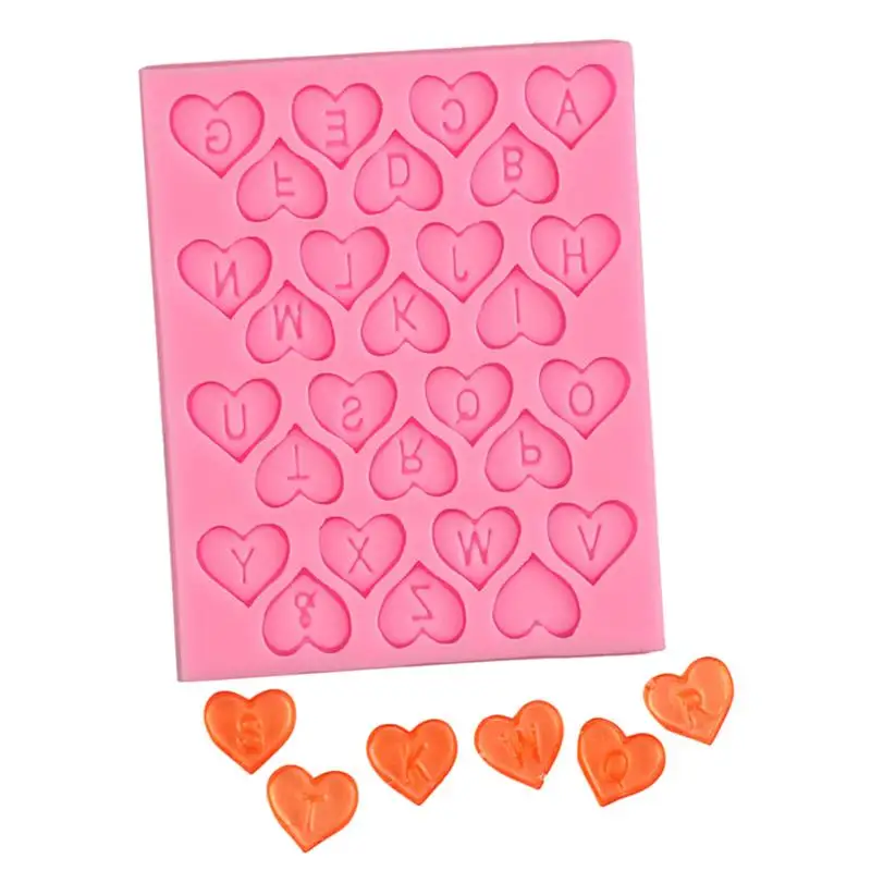 

Cute Heart Alphabets Embossed Silicone Mold Cookies Chocolate Mould Romantic DIY Cake Fondant Baking Decorating Tools Bakeware