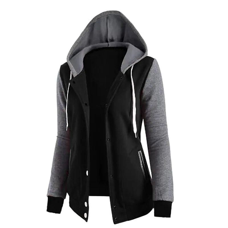 

Cooeverly Худи felpe con cappuccio oversize donna fall winter Splicing hooded top coat women black friday Maglioni Suéter Mujer