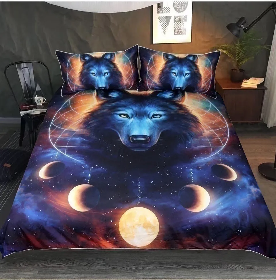 

Dreamcatcher Bettwäsche Set Königin Mond Eclipse Bettbezug 3D Wolf Bett Set 3pcs Galaxy Bettwäsche Für Kinder Erwachsene
