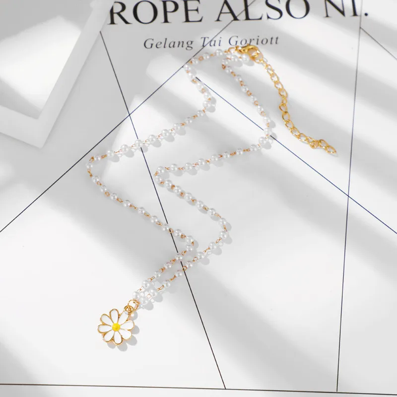 Модное ожерелье-чокер с бусинами из хризантемы для женщин элегантное Простое