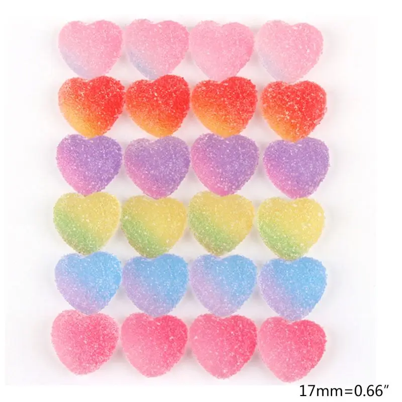 

50Pcs Simulation Soft Sweets Candy Resin Cabochon Flatback Heart Shape Jelly Food DIY Scrapbooking Phonecase Ornament