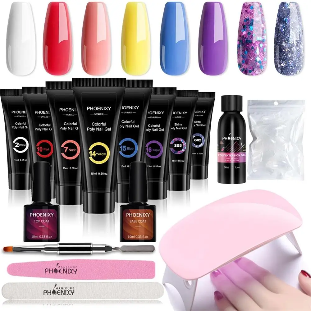 Поли набор гелей для ногтей с машинка стрижки 48 Вт УФ светодиодный светильник