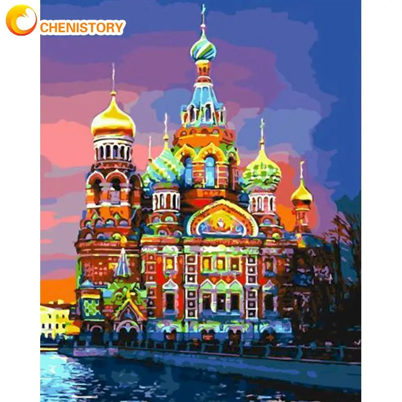 

CHENISTORY 60x75cm Framed Painting By Numbers Kits For Adults Children Diy Gift Castle In Night Landscape Picture Home Decor Cra