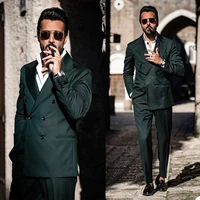 tailored mens business tuxedos dark green double breasted men pant suit prom party wedding suits outfit jacketpants