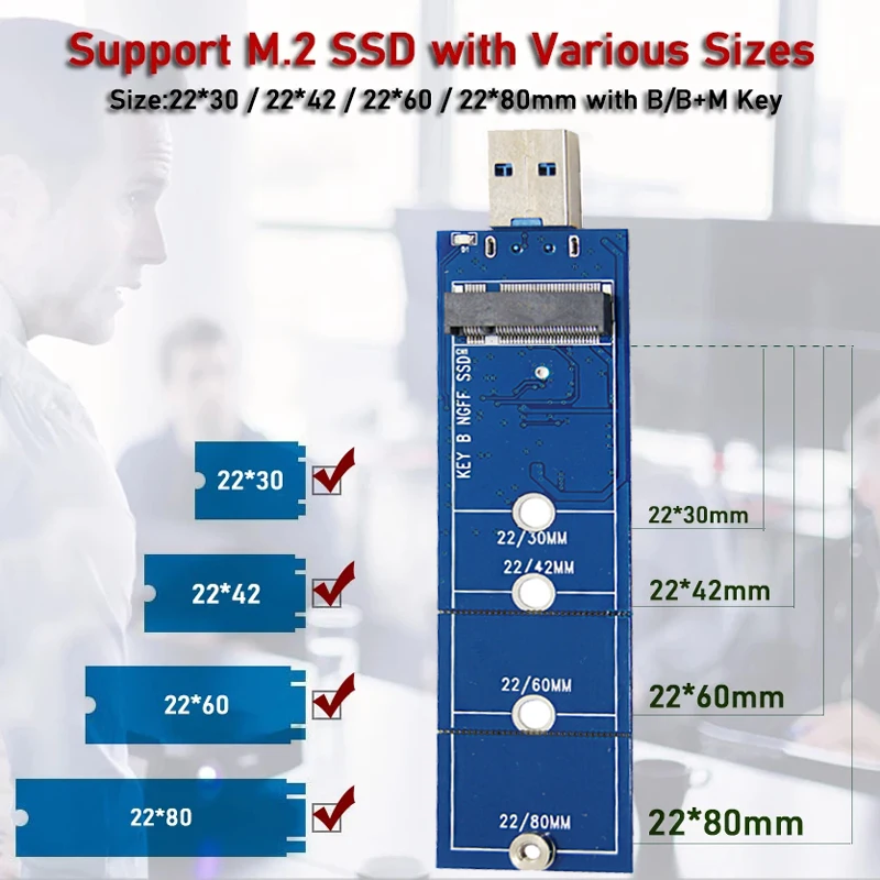 Адаптер SSD M2 к USB адаптер M.2 B Key SATA протокол NGFF 3 0 карта для 2230 2242 2260 - купить по