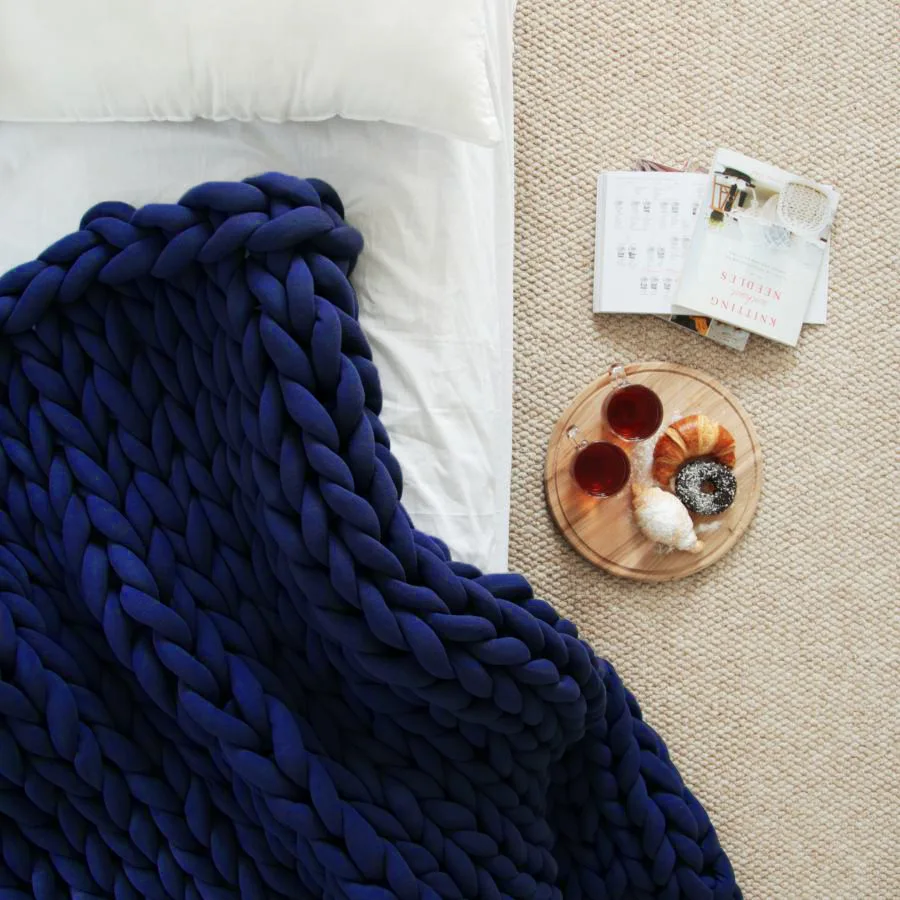 Вязаное одеяло с большим пальцем ручной работы реквизит для фотосъемки лохматое