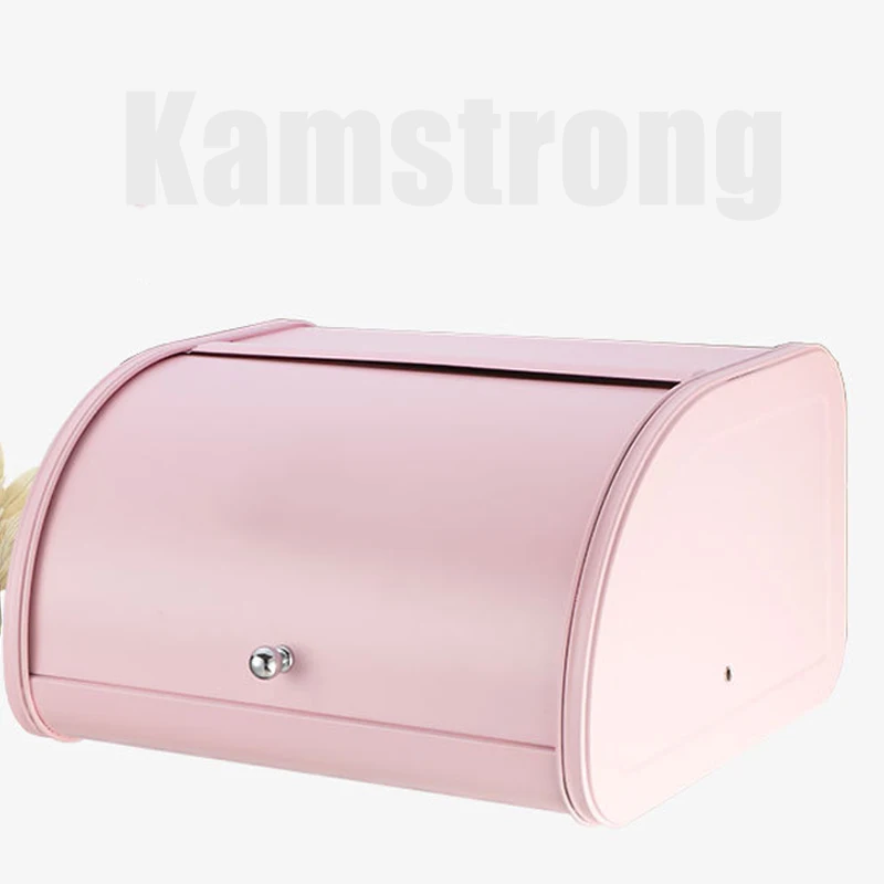 

Metal Bread Box Kitchen Retro Oversized Iron Baked Desserts Confectionery Bread Preservat Storage Box with Roll Top Lid Storage