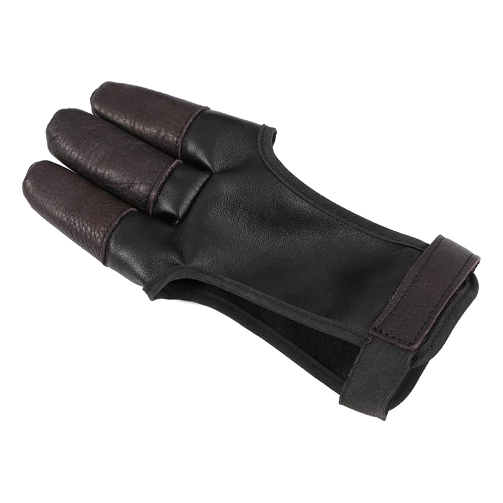

Archery Gloves Black PU Leather Three Finger Compound Bow Durable Cow Leather Finger Protective Glove for Hunting Shooting