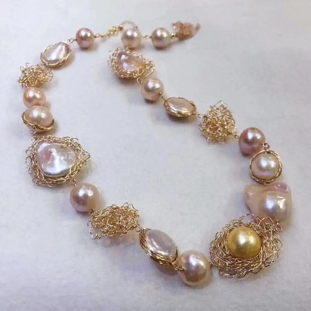 ?? Atfバロックパールペンダントネックレス14 18kゴールド充填クラスプチョー高品質チェーン新パーソナリティ手芸女性のための