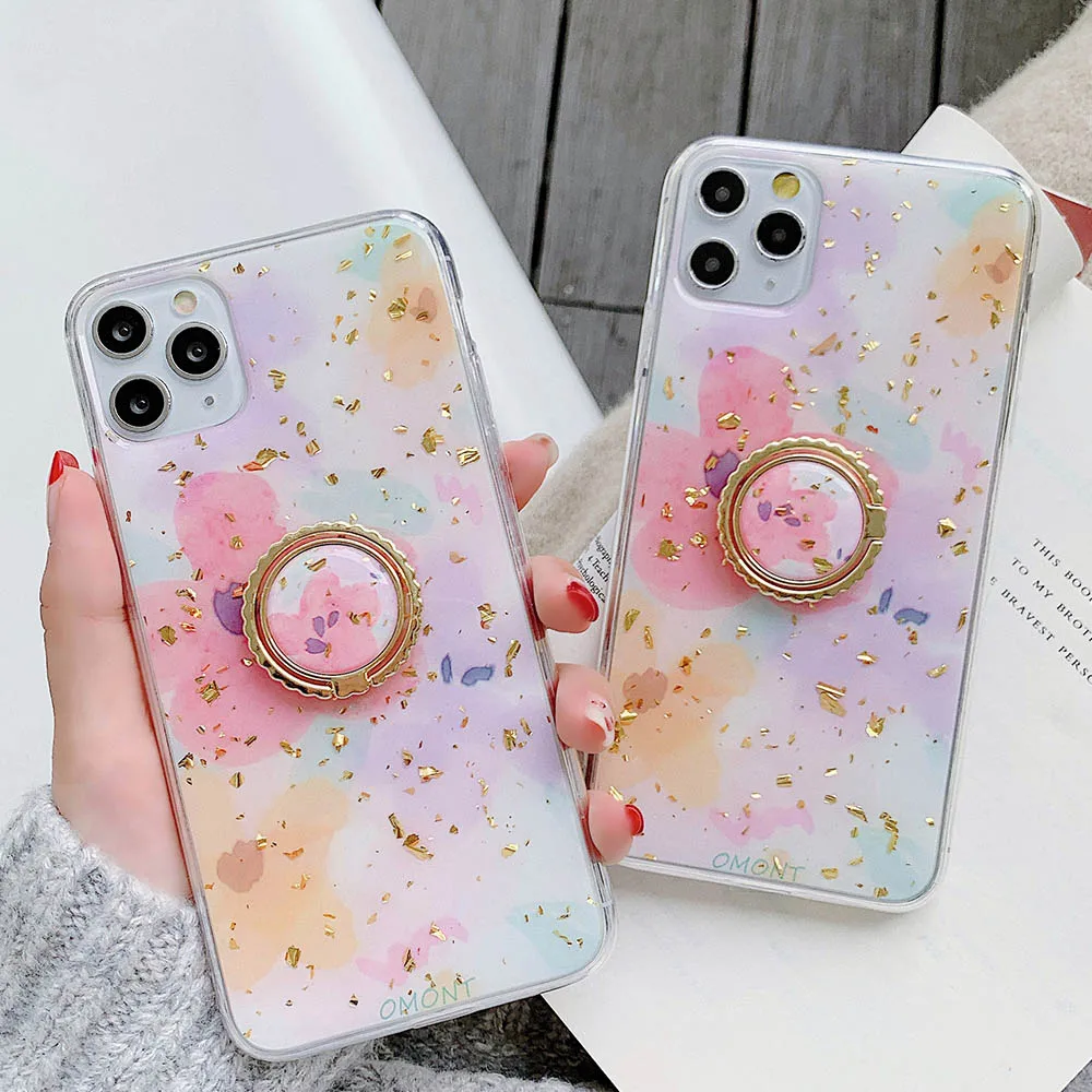 Чехол для телефона с золотой фольгой iPhone 11 Pro Max XR XS 6 6S 7 8 Plus X чехол розовыми