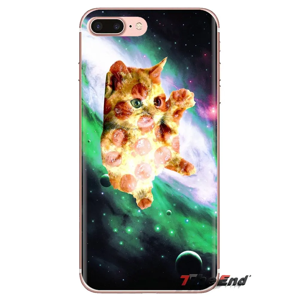Кот поедающий пиццу дизайн в космосе художественные чехлы для iPhone XS Max XR X 4 4s 5 5S 5C SE