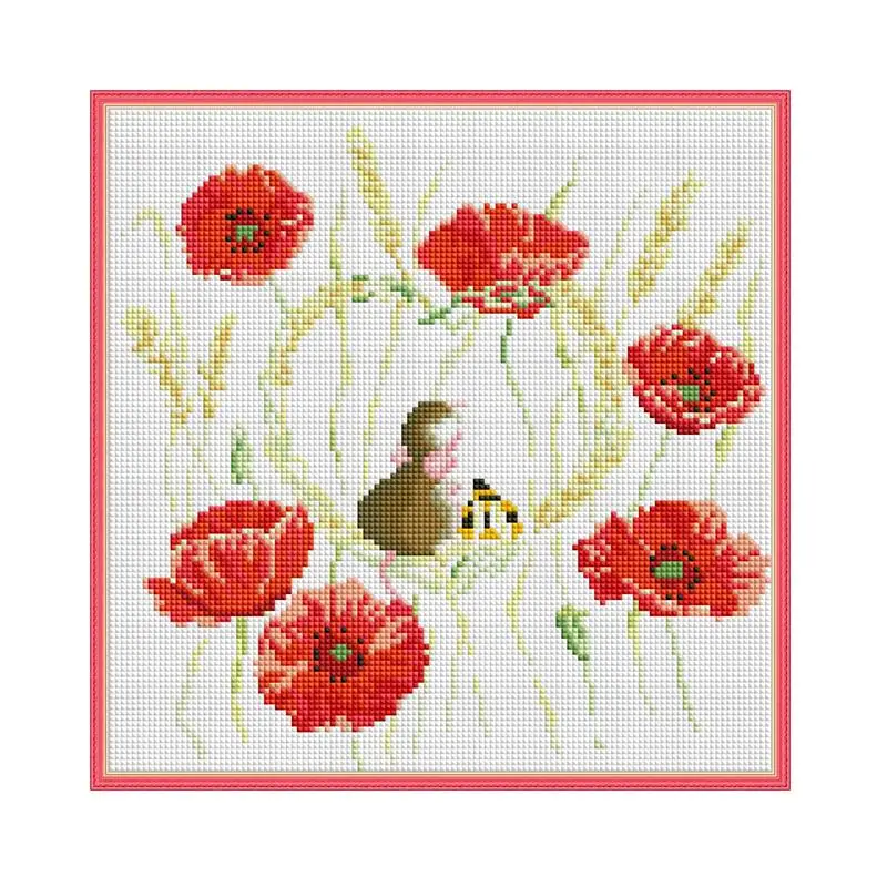 

Алмазная живопись 5D, алмазы «сделай сам», Мак и мышь, цветок, вышивка крестиком, полная квадратная круглая вышивка, ручная работа, Декор стен ...