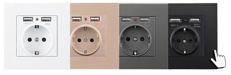 Atlectric 16A ЕС Россия Франция розетка двойной USB порт настенный адаптер зарядка 2A настенное зарядное устройство USB розетка