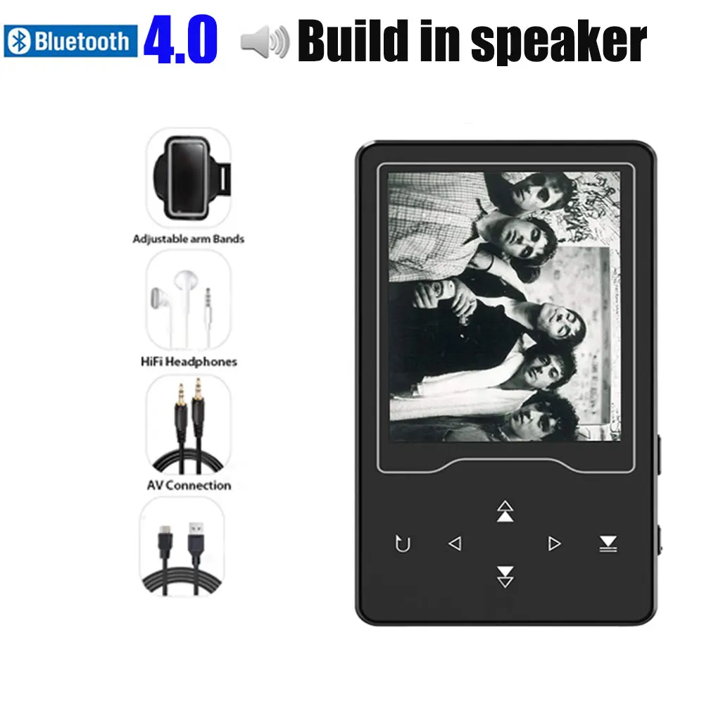 CHENFEC C03 MP3 видео плеер с Bluetooth 4,0 высокий экран 2,4 Full HD видео, fm-радио, встроенный динамик, до 128 гб TF карта - Цвет: C03-Fullset-black