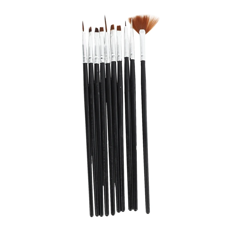 

7x Acrylic UV Gel Nail Brush Set Gel Brush Brush Nail Art Design Pen black