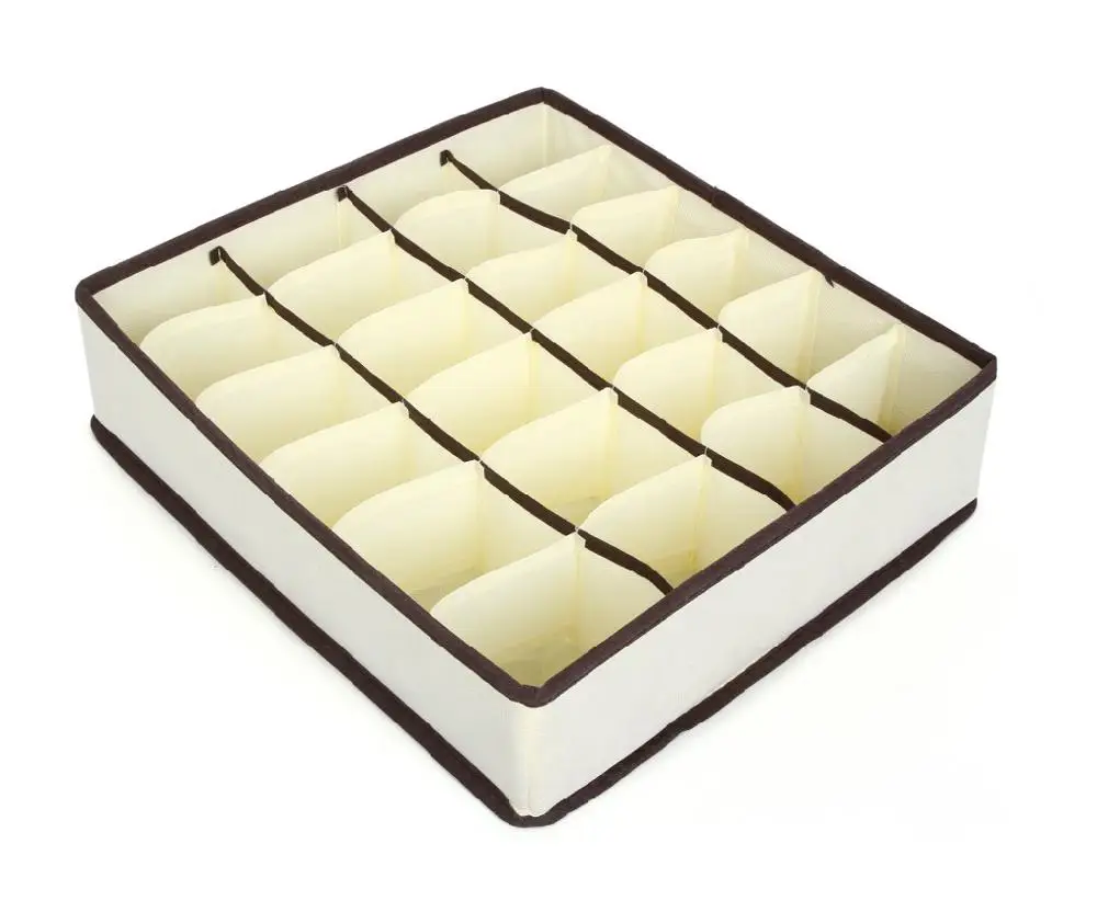 24 grids Beige Multi-size Bra Underwear Organizer For Line Foldable Home Storage Box Non-woven Wardrobe Drawer Closet Organizer For Scarf Socks - Цвет: 24 grids Beige