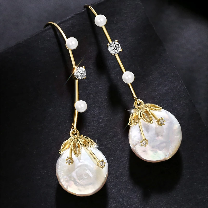 Женские серьги-подвески с натуральным жемчугом в богемном стиле модные